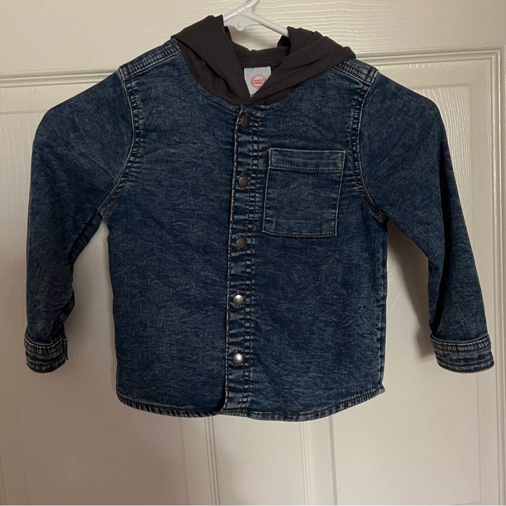 Wonder Nation Blue & Gray Long Sleeve Button Up Hoodie size 4T